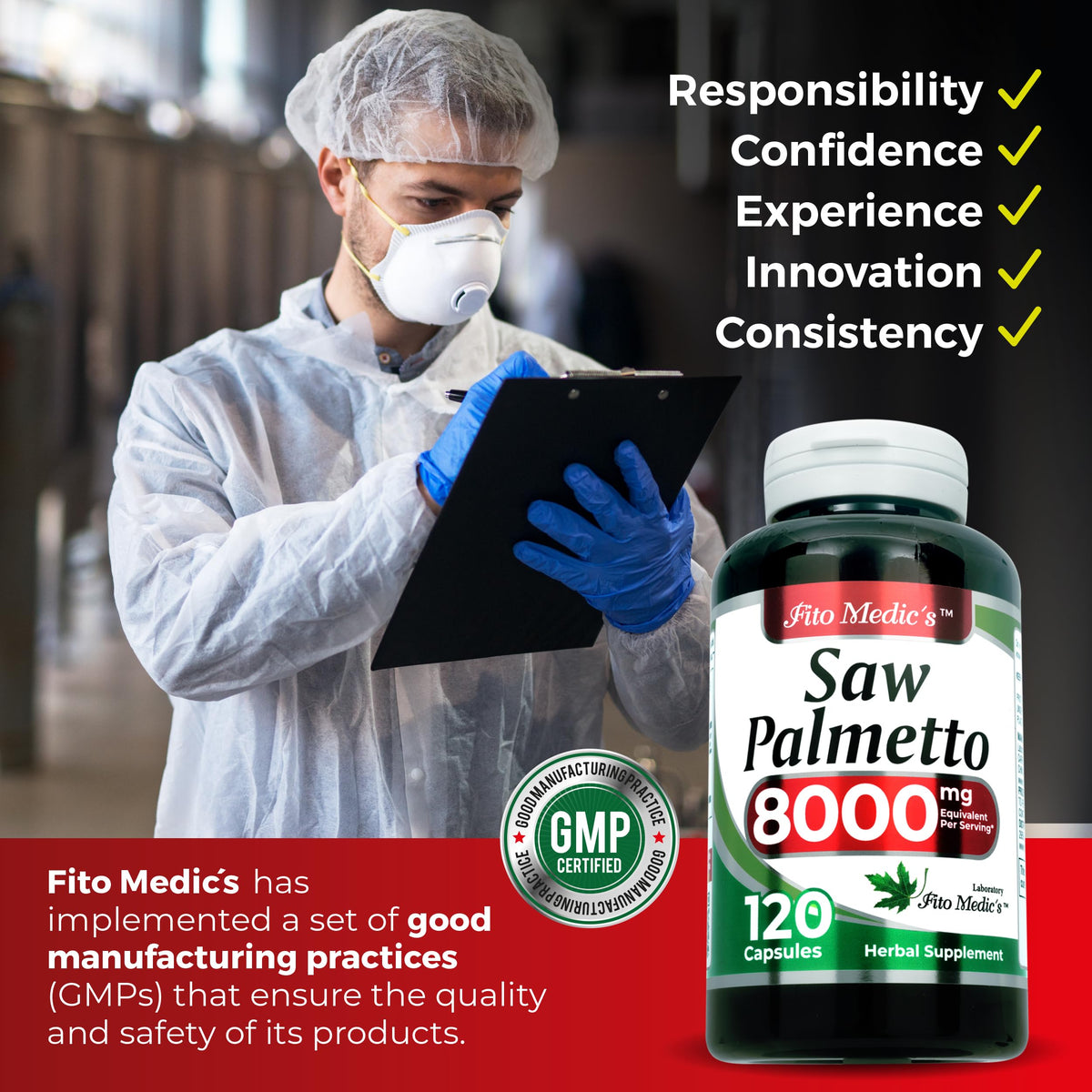 FITO MEDIC'S Saw Palmetto Capsules 120 Count back view