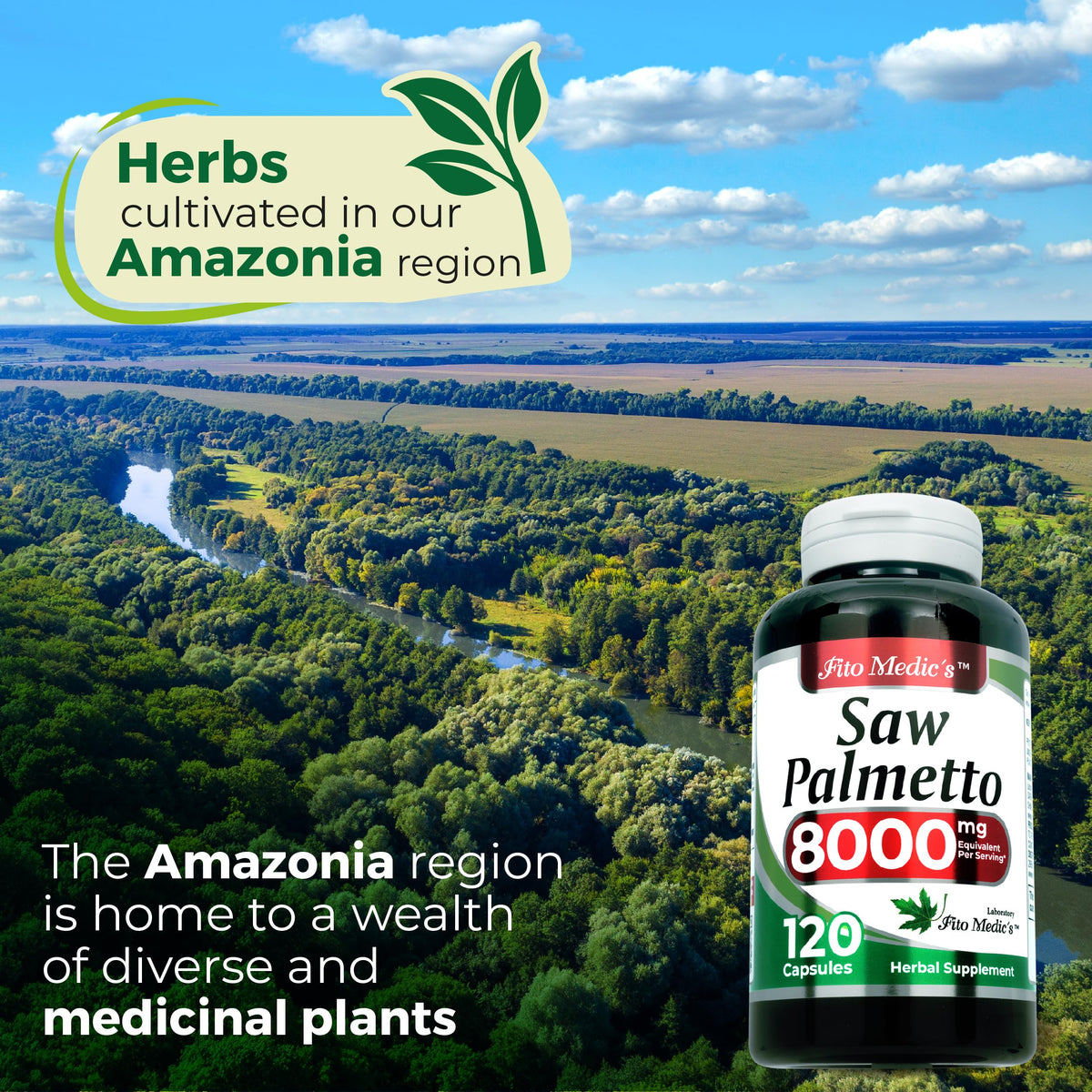 FITO MEDIC'S Saw Palmetto Capsules 120 Count capsules on a table