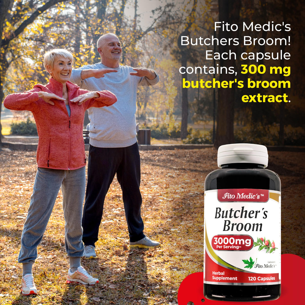 FITOMEDIC'S Butcher’s Broom Capsules 120 count bottle