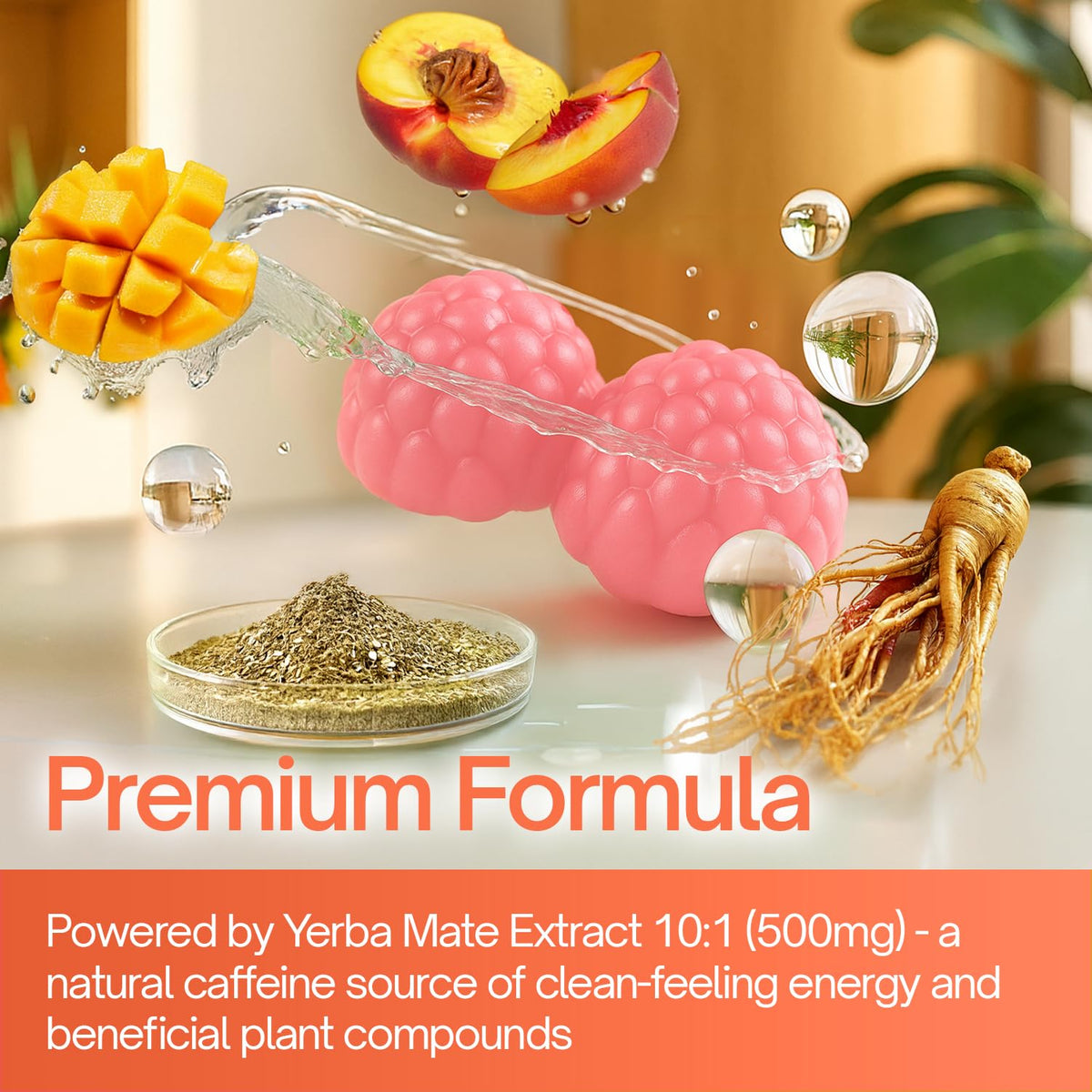 FitVitality Yerba Mate Gummies displayed on a wooden table