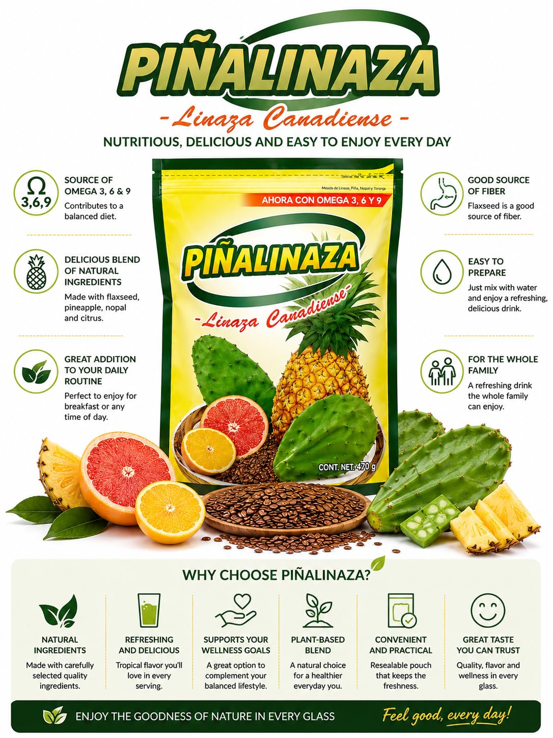 Five Brothers Piñalinaza Pineapple Dietary Fiber Powder packaging details