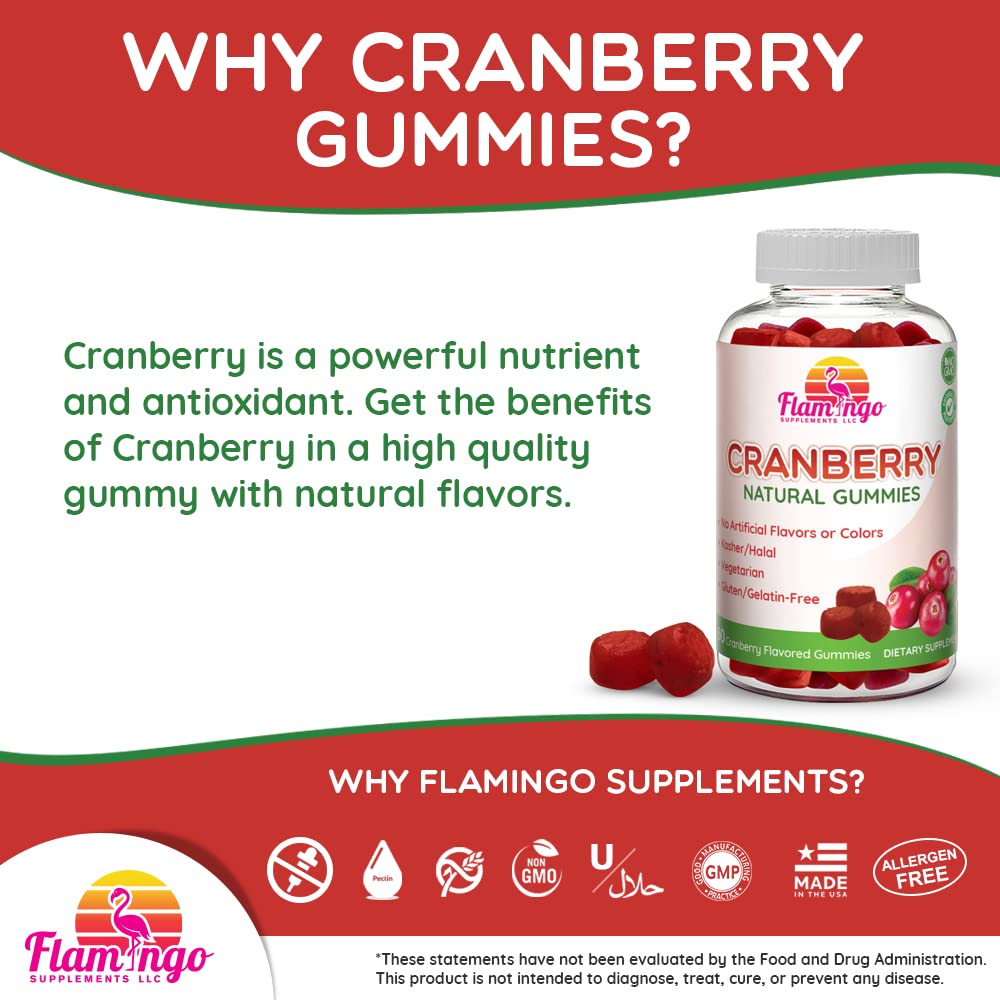 Flamingo Cranberry Gummies on a wooden table