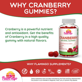 Flamingo Cranberry Gummies on a wooden table