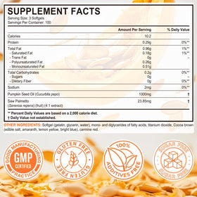 flasture Pumpkin Seed Oil with Saw Palmetto softgels in hand