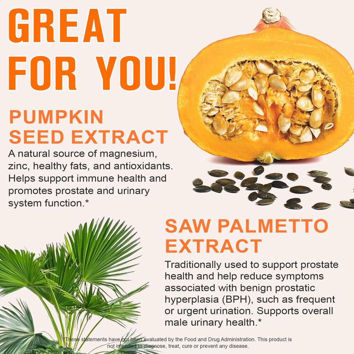 flasture Pumpkin Seed Oil with Saw Palmetto softgels on a table