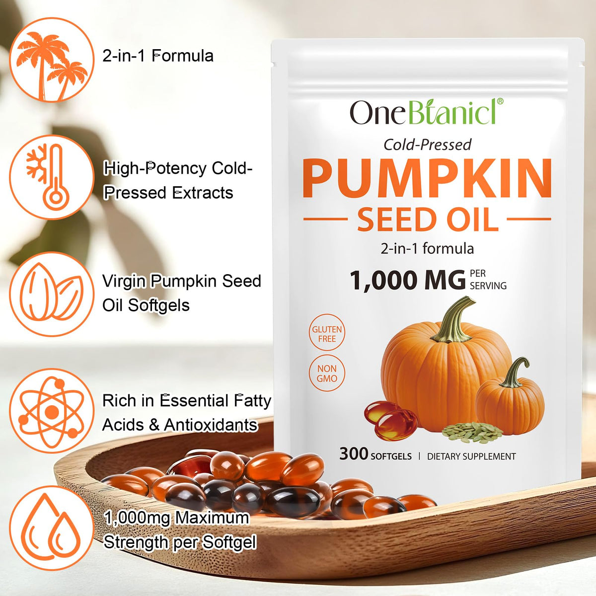 flasture Pumpkin Seed Oil with Saw Palmetto softgels packaging