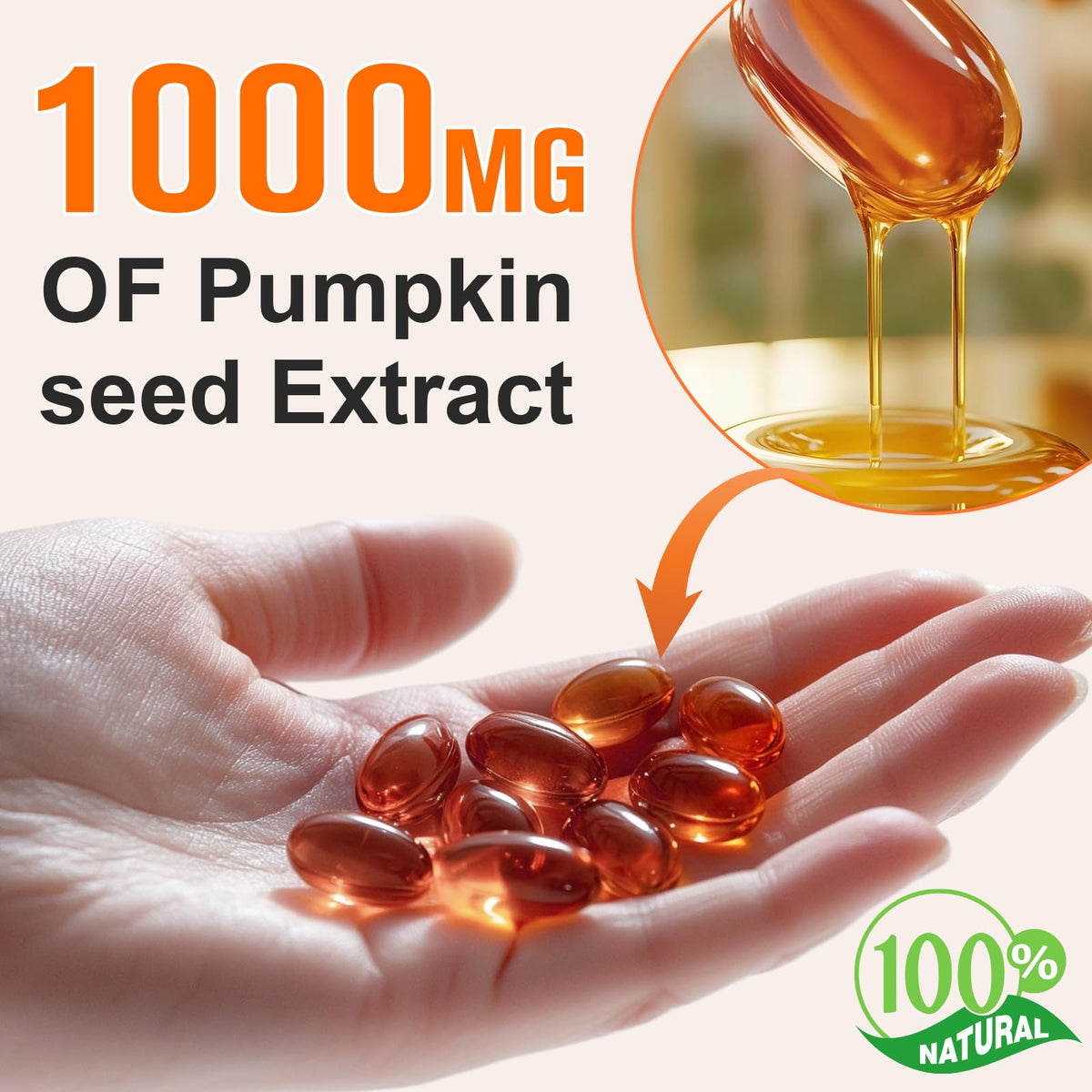 flasture Pumpkin Seed Oil with Saw Palmetto softgels side view