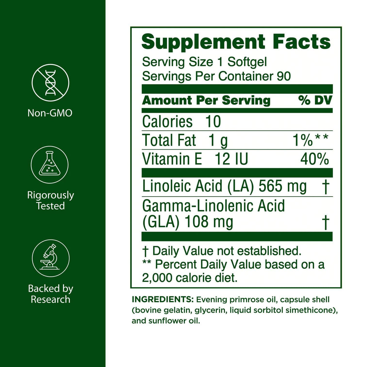 Flora Evening Primrose Oil 1000mg softgel side view with label