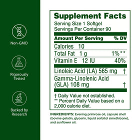 Flora Evening Primrose Oil 1000mg softgel side view with label