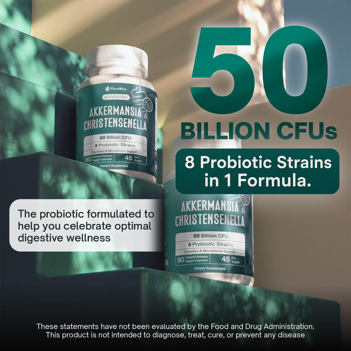 FloraBliss Probiotic Supplement side view of the bottle