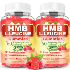 Flyrocer HMB and L-Leucine Gummies front view, raspberry flavour