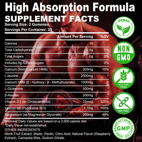 Flyrocer HMB and L-Leucine Gummies packaging side view