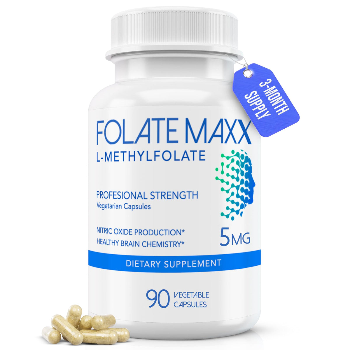 FOLATE MAXX L-Methylfolate 5mg supplement bottle front view