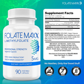 FOLATE MAXX L-Methylfolate 5mg supplement side view