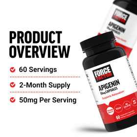 Force Factor Apigenin Supplement 50mg capsule close-up