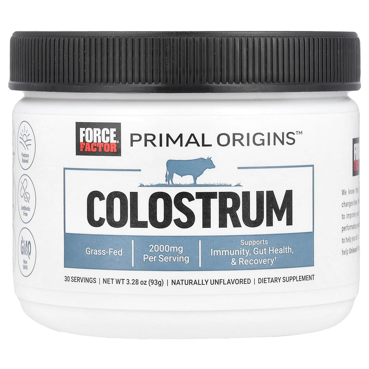 Force Factor Awesome Colostrum Powder nutritional information