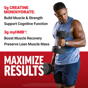 Force Factor Creatine HMB Powder side view showing nutritional information