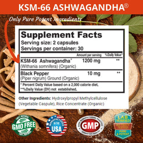 FRESH HEALTHCARE Ashwagandha Capsules KSM-66 1200mg capsules close-up