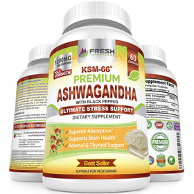 FRESH HEALTHCARE Ashwagandha Capsules KSM-66 1200mg front view