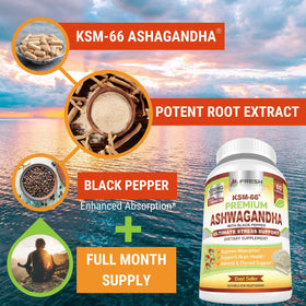 FRESH HEALTHCARE Ashwagandha Capsules KSM-66 1200mg ingredients list