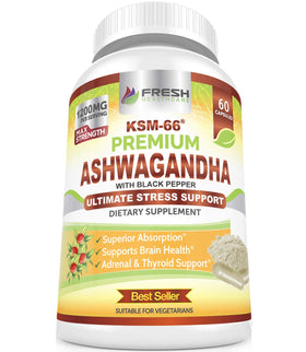 FRESH HEALTHCARE Ashwagandha Capsules KSM-66 1200mg with black pepper
