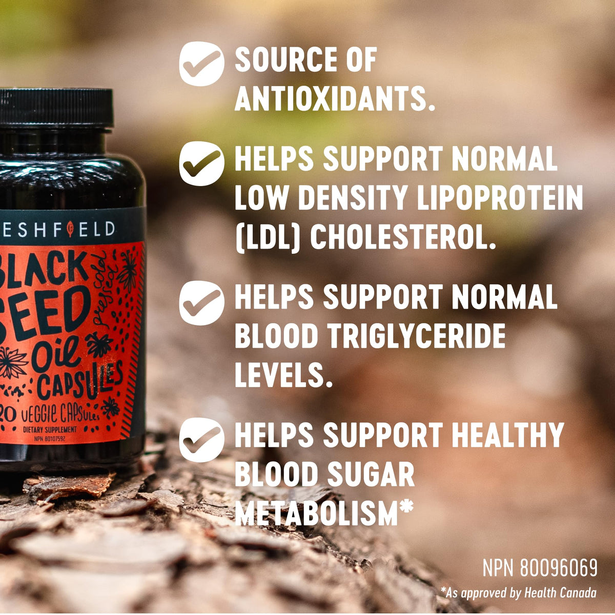 Freshfield Black Seed Oil bottle with label details