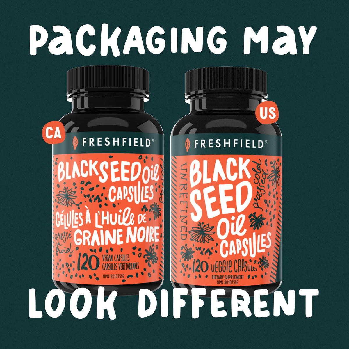 Freshfield Black Seed Oil capsules with measuring spoon