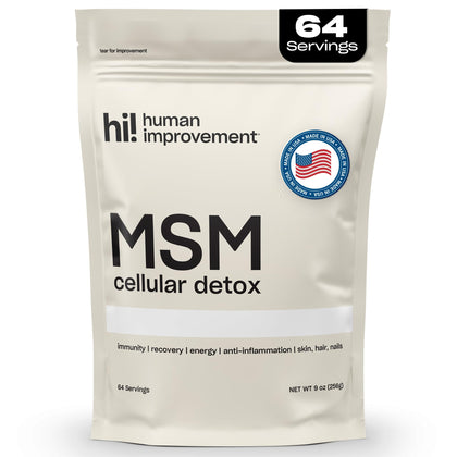 Front view of Human Improvement MSM Powder 240g container