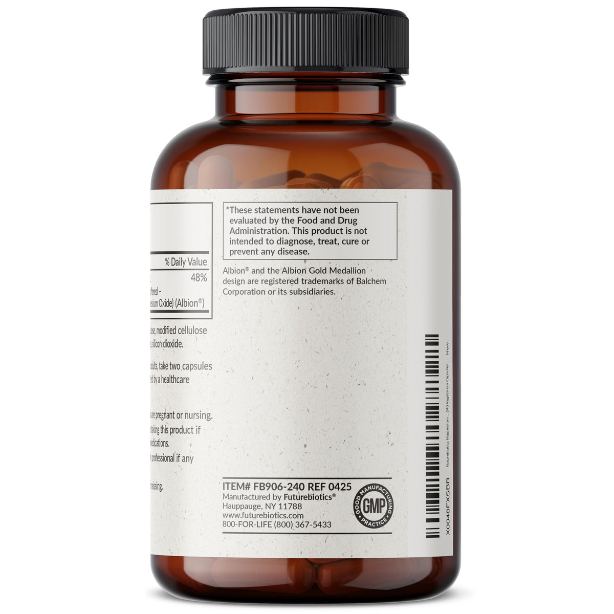 Futurebiotics Magnesium Glycinate capsules in hand