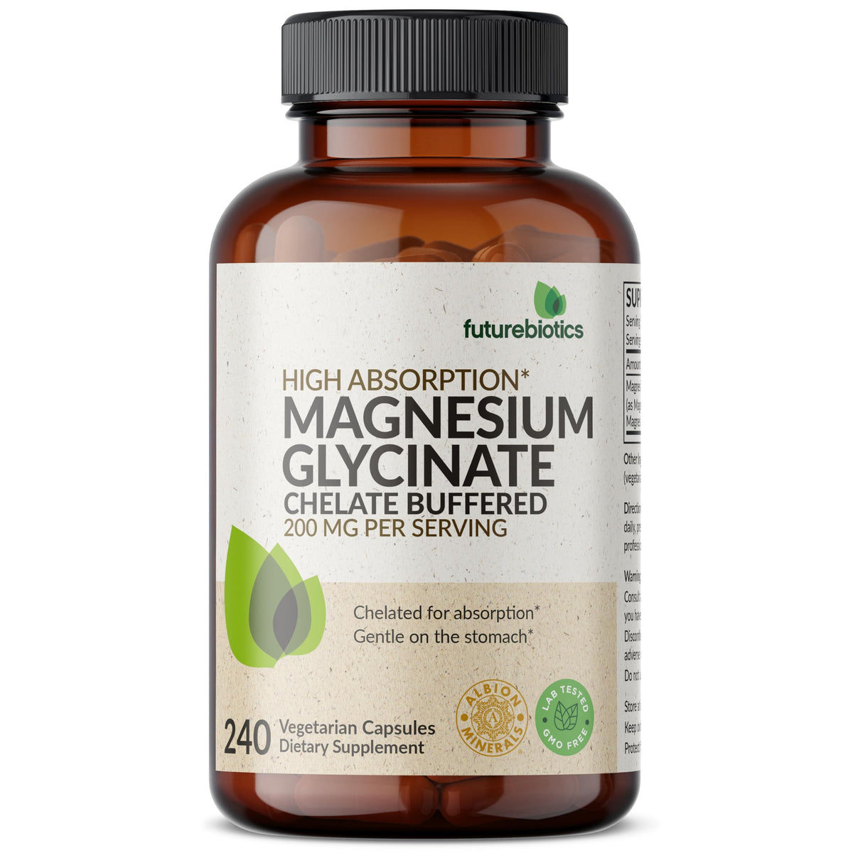 Futurebiotics Magnesium Glycinate label information