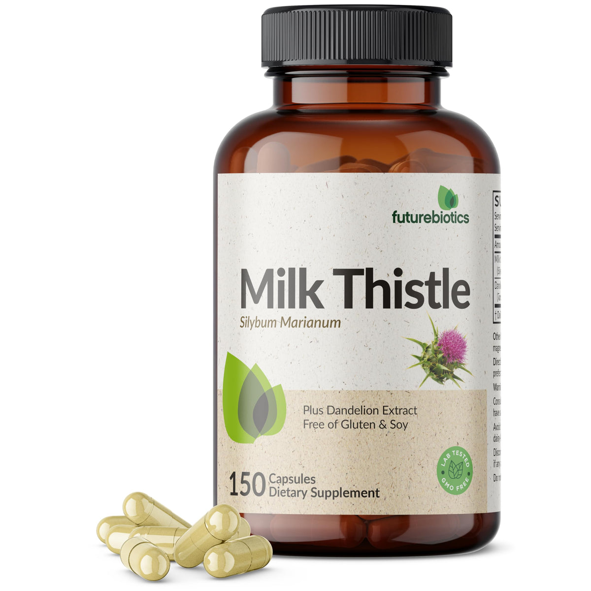Futurebiotics Milk Thistle + Dandelion Extract 150 Capsules front view