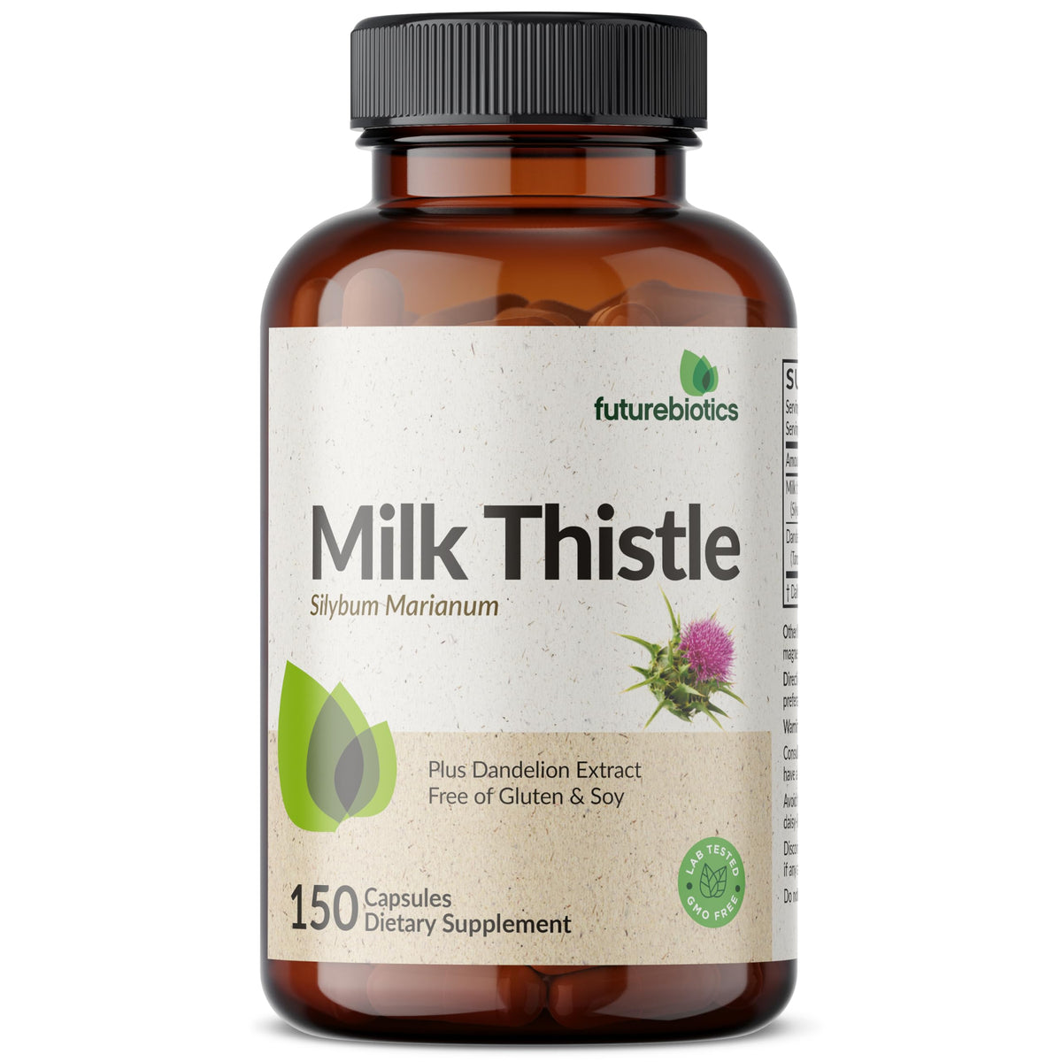 Futurebiotics Milk Thistle + Dandelion Extract bottle with label