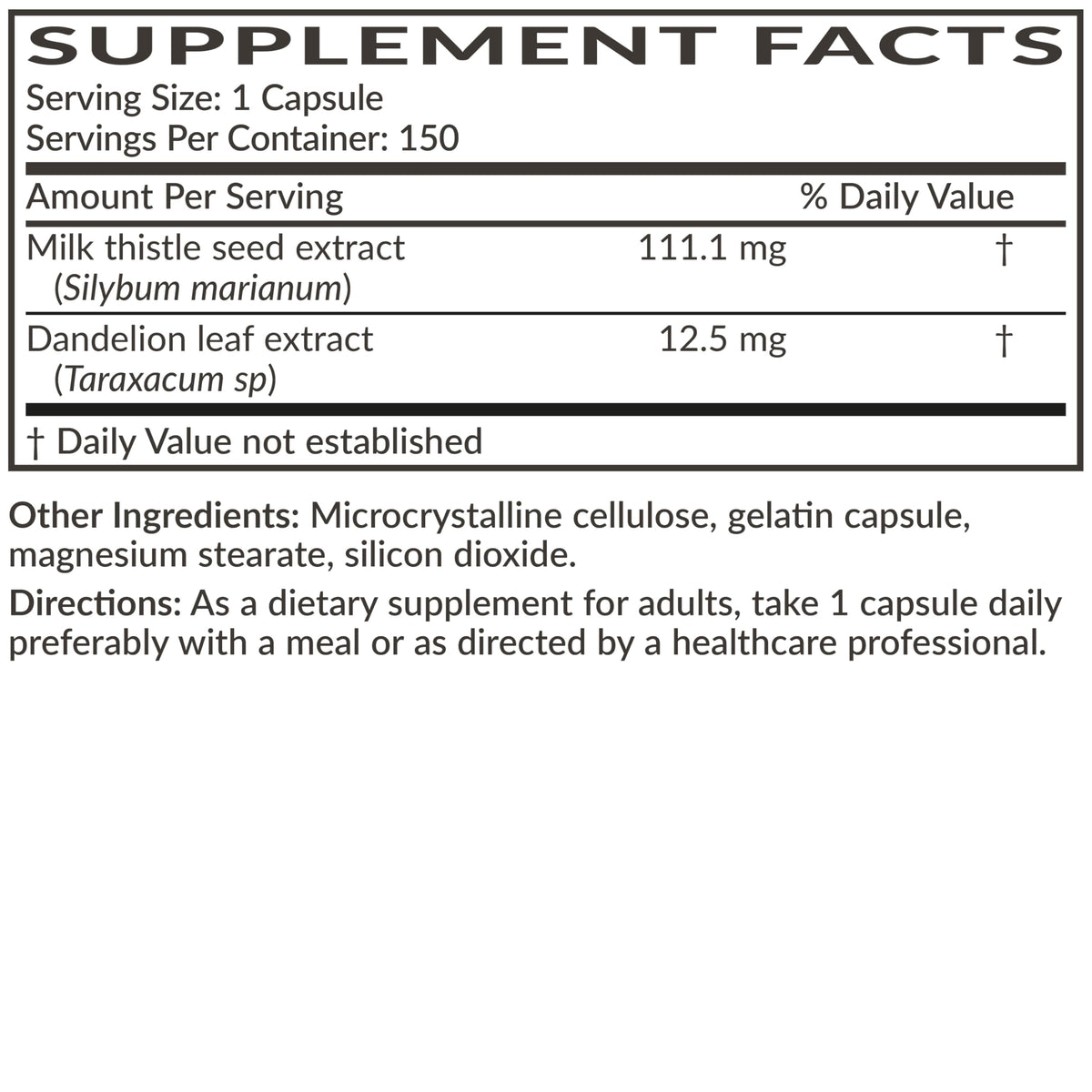 Futurebiotics Milk Thistle + Dandelion Extract capsules in hand