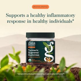 Gaia Herbs Turmeric Gummies Extra Strength gummies in a bowl