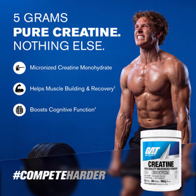 GAT SPORT Creatine Monohydrate 5.3 oz back view showing nutritional information