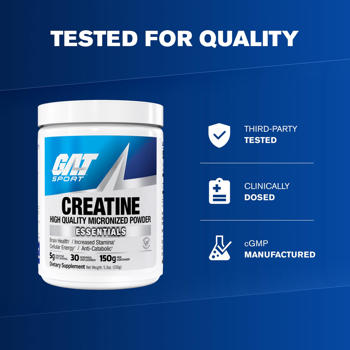 GAT SPORT Creatine Monohydrate 5.3 oz in a gym setting
