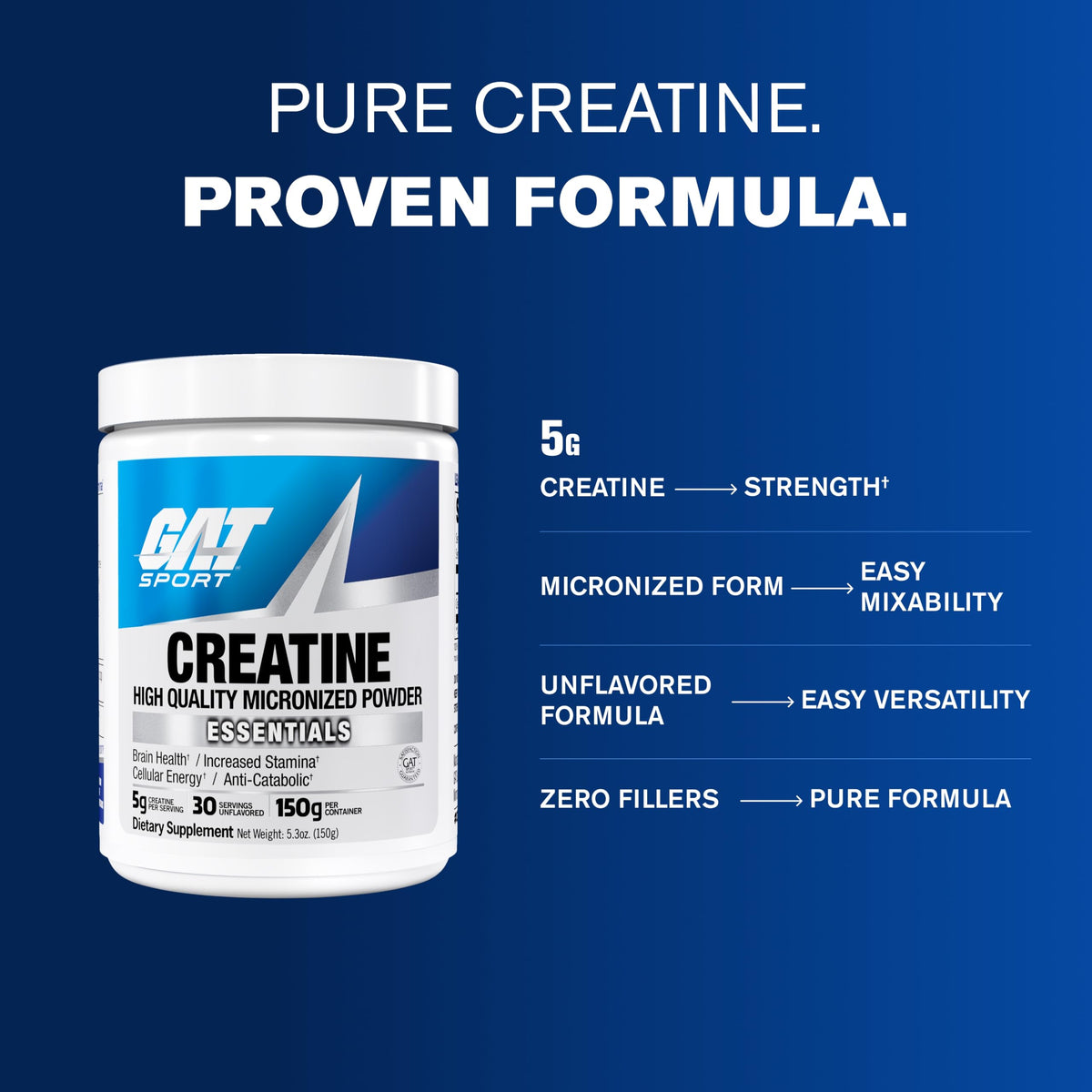 GAT SPORT Creatine Monohydrate 5.3 oz side view