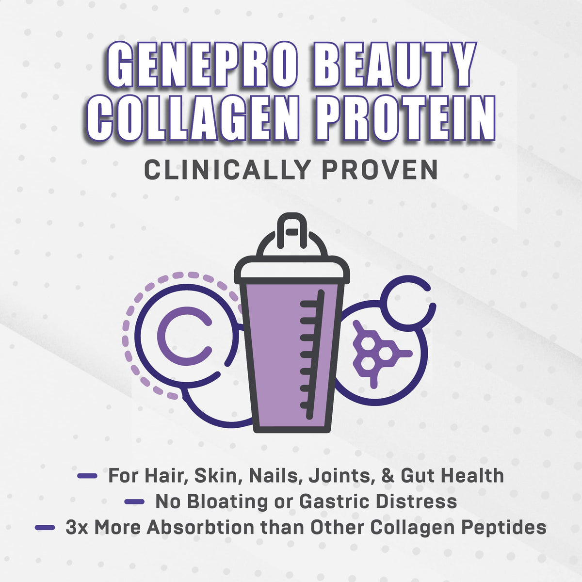 GENEPRO GEN. 3 Unflavored Collagen Peptides powder in a scoop