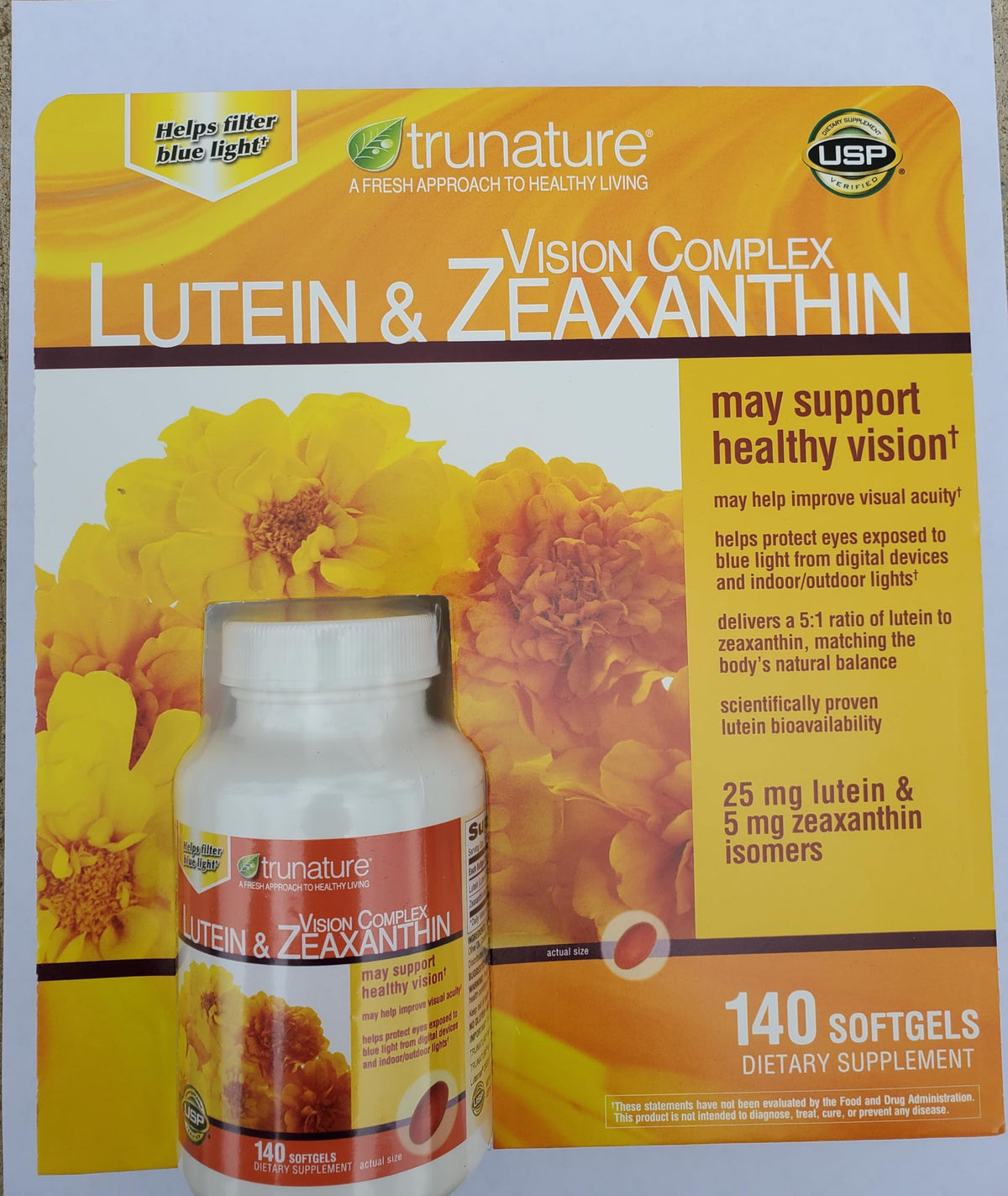 Generic Tru-Nature Vision Complex Lutein & Zeaxanthin softgels front view
