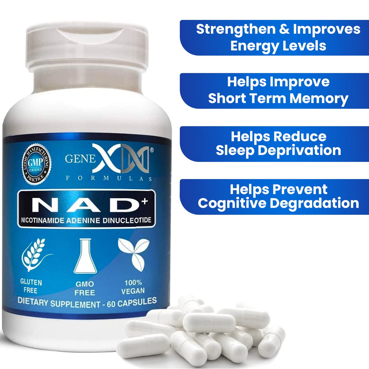 Genex Formulas NAD+ capsules close-up