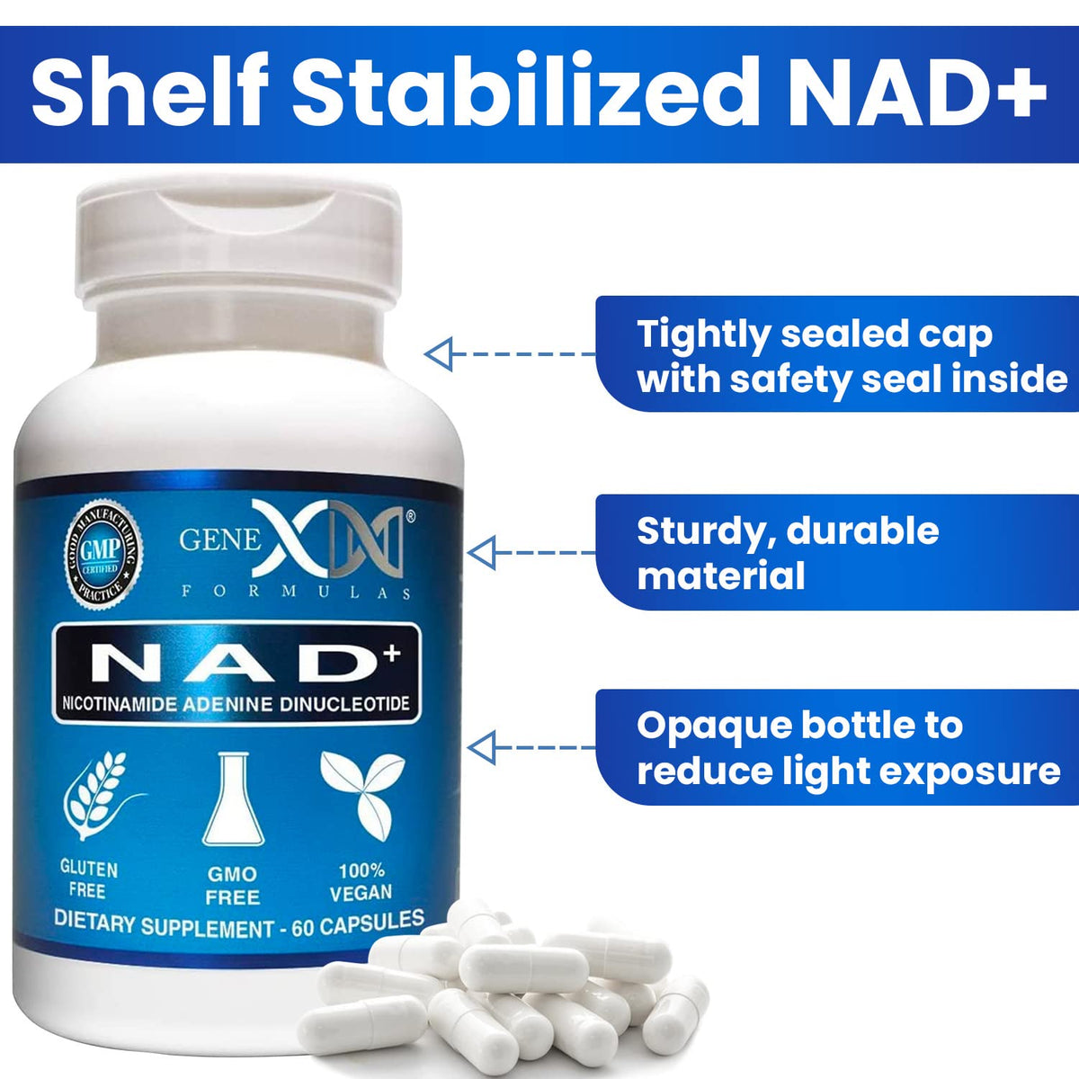 Genex Formulas NAD+ supplement label details