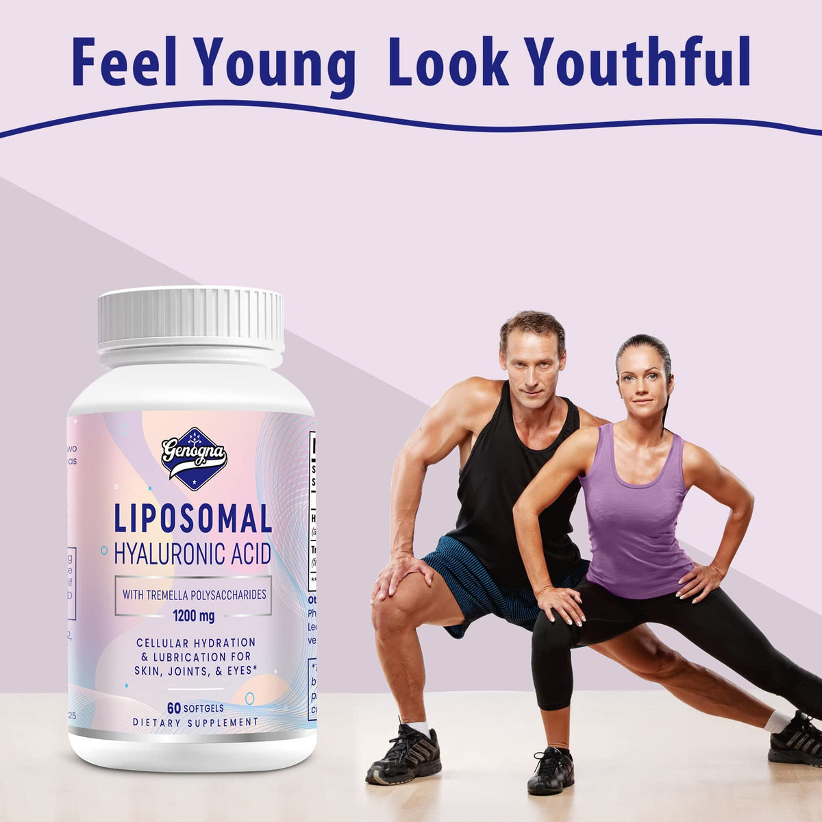 Genogna Liposomal Hyaluronic Acid Supplements 1000mg bottle side view
