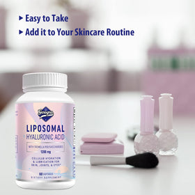 Genogna Liposomal Hyaluronic Acid Supplements 1000mg with a glass of water