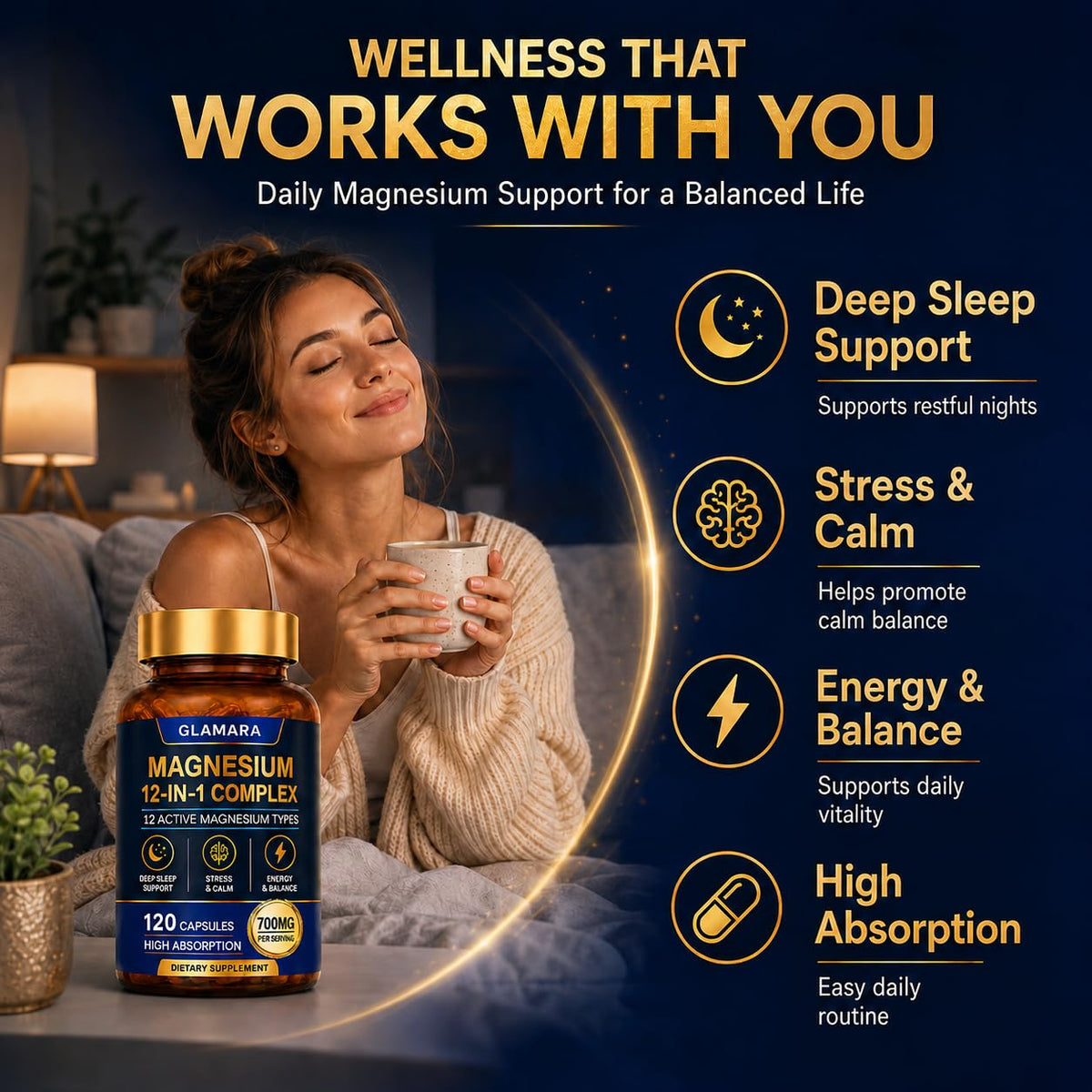 GLAMARA Magnesium 12-in-1 Complex Supplement packaging