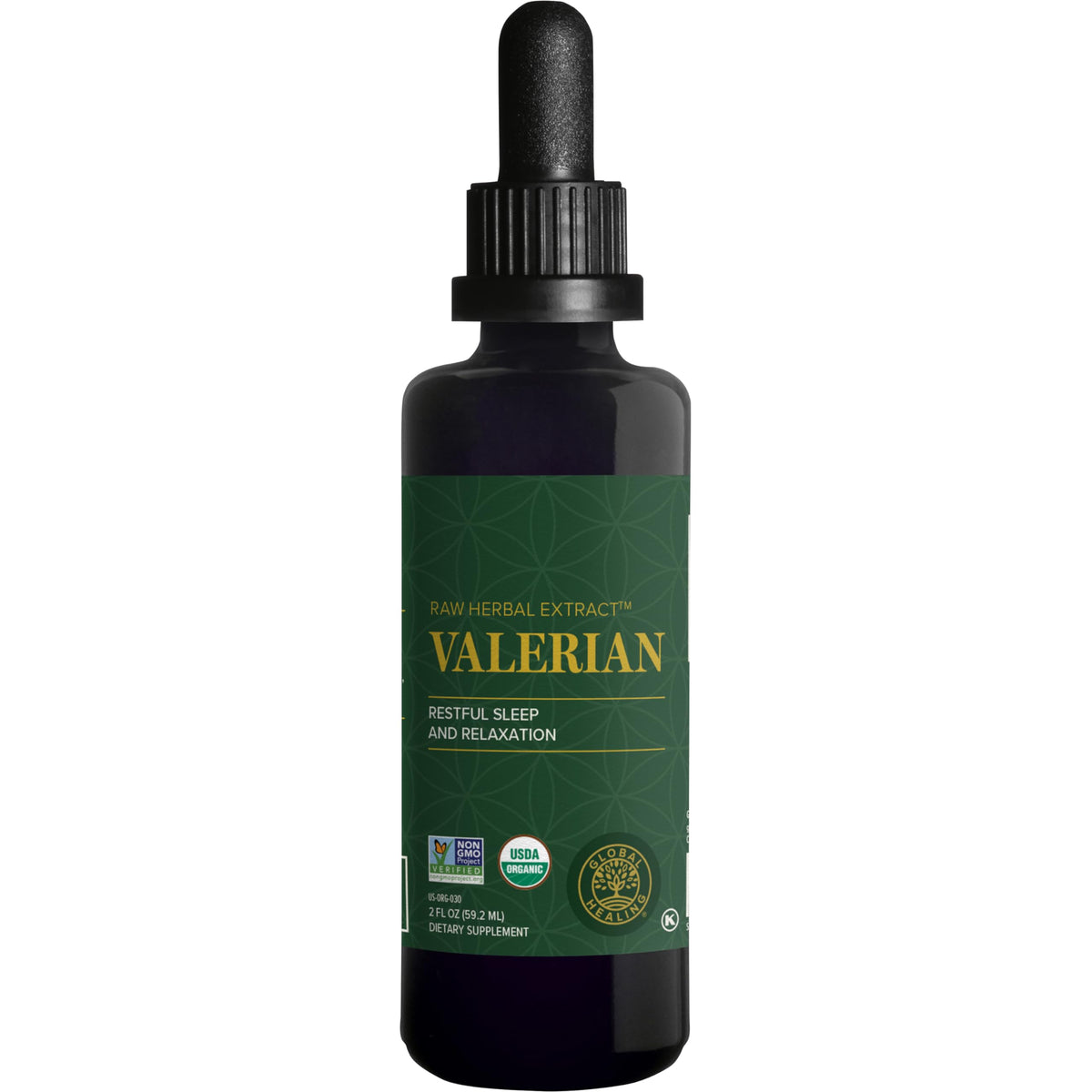 Global Healing Organic Valerian Root Extract 2 Fl Oz bottle front view