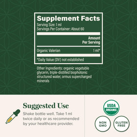 Global Healing Organic Valerian Root Extract 2 Fl Oz bottle side view