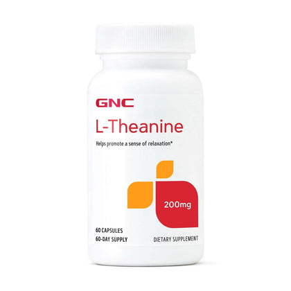 GNC L-Theanine 200mg capsules front view