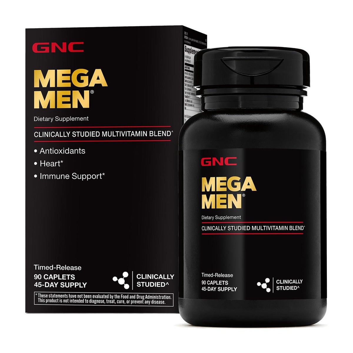 GNC Mega Men Multivitamin Caplets 90 Count front view