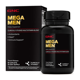 GNC Mega Men Multivitamin Caplets 90 Count front view