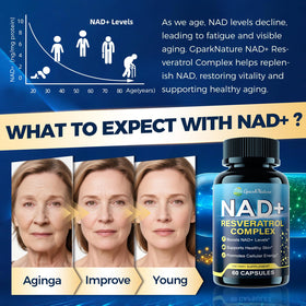 GparkNature NAD+ Supplement capsules on a wooden table